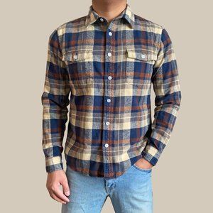 HUF Brown Neutral Colors Plaid Flannel Button Front Shirt